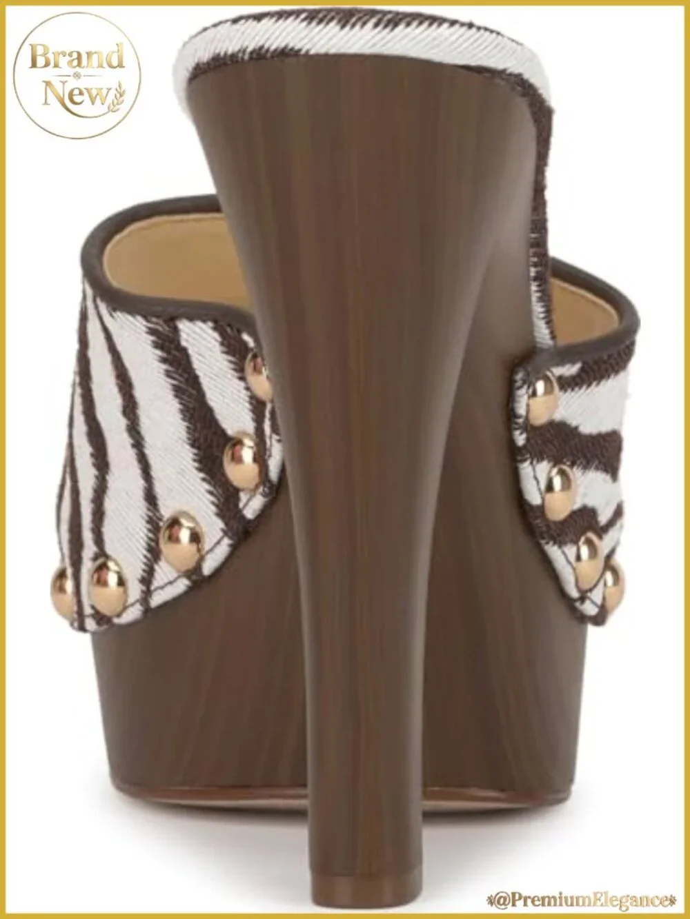 Studded Platform Sandal Slingback Cone Heel Zebra Stripe